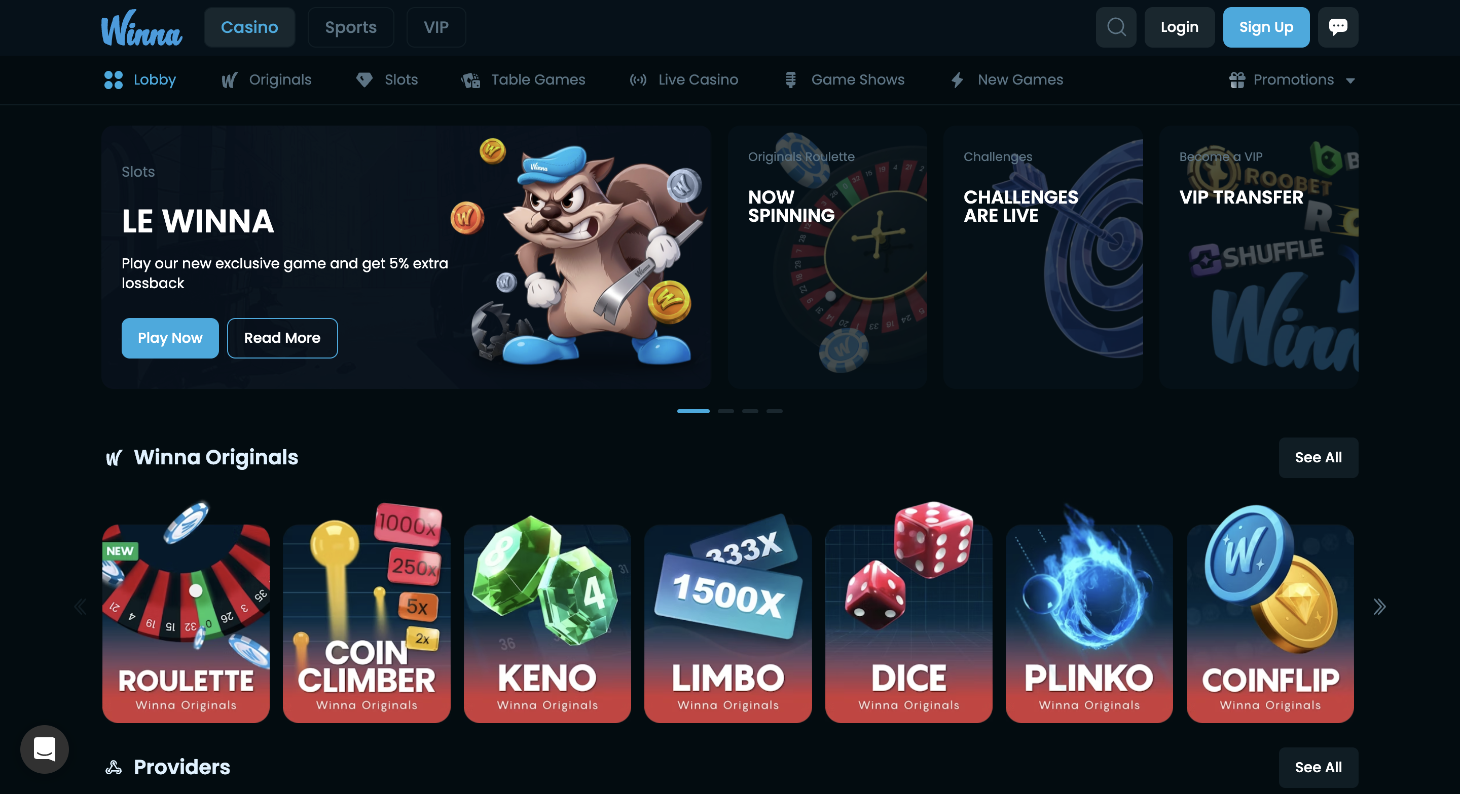 Winna.com casino screenshot